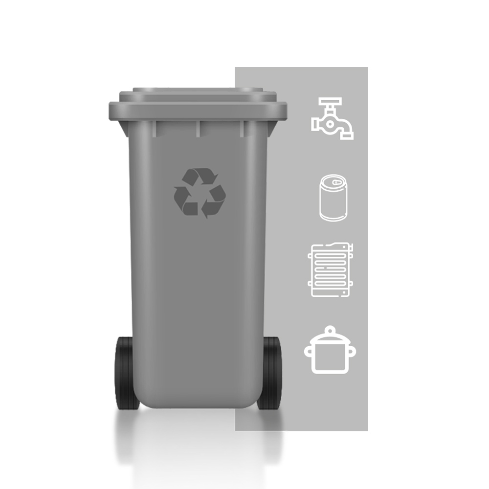 Contenedor gris claro, reciclaje de metales